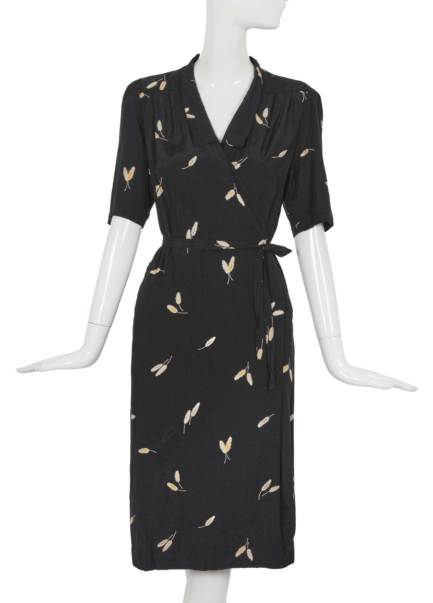 Lot 1 - A Comme des Garçons printed navy rayon wrap-dress, 1970s