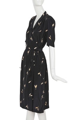 Lot 1 - A Comme des Garçons printed navy rayon wrap-dress, 1970s