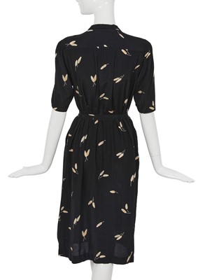 Lot 1 - A Comme des Garçons printed navy rayon wrap-dress, 1970s