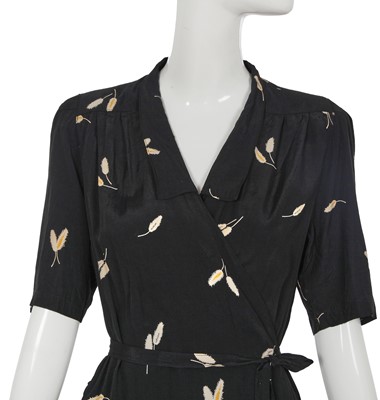 Lot 1 - A Comme des Garçons printed navy rayon wrap-dress, 1970s