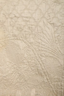Lot 117 - A pale primrose damask satin robe à la...