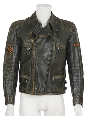Lot 582 - A W.Jauris K.G. Hannover (Weja) men's black leather biker jacket, 1950s, adapted for use in the 59 Club in the 1960s