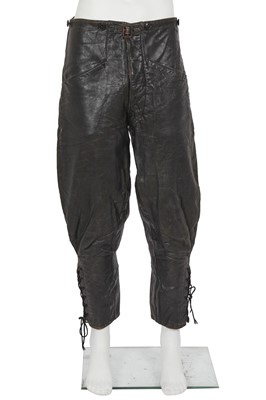 Lot 586 - A pair of Marble Arch Motorsports men's black leather biker trousers, 1930s