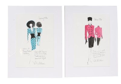 Lot 372 - Two Victor Edelstein fashion sketches for...