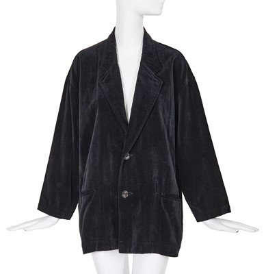 Lot 85A - A Comme des Garçons outsized black velvet blazer, probably ‘Gloves, Skirts, Quilted Big Coats’ collection, Autumn-Winter 1983-84