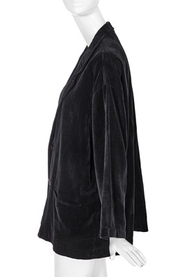 Lot 85 - A Comme des Garçons outsized black velvet blazer, probably ‘Gloves, Skirts, Quilted Big Coats’ collection, Autumn-Winter 1983-84