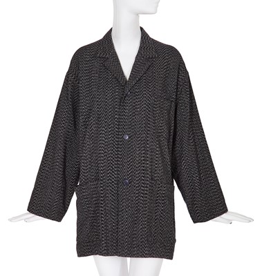 Lot 93A - A Comme des Garçons outsized black and grey wool jacket, probably ‘Twist, Silk + Jersey, Knits (Patchworks)’ collection, Autumn-Winter 1984-85