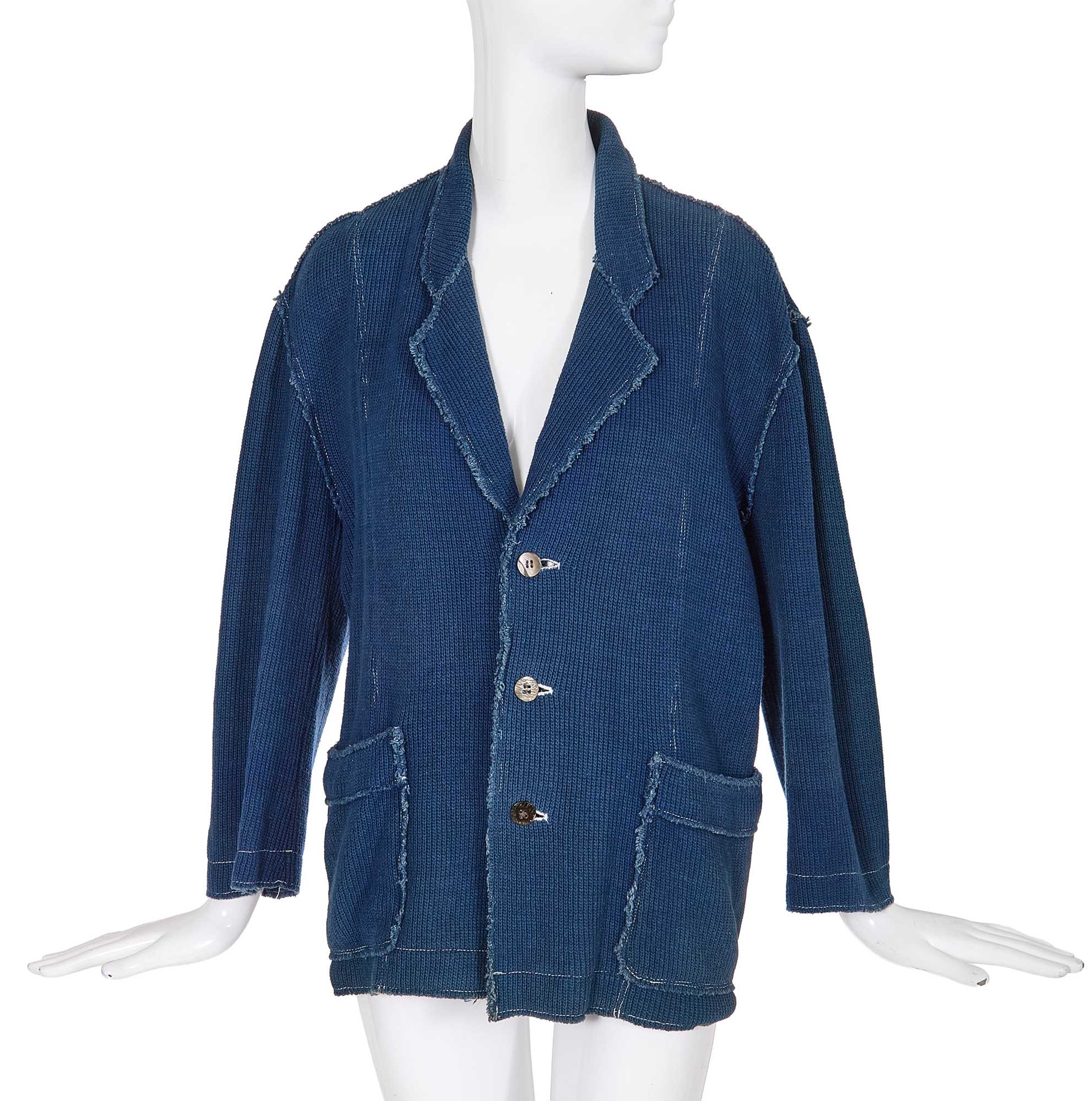 Lot 92 - A Comme des Garçons outsized blue knitted cotton jacket, circa 1984