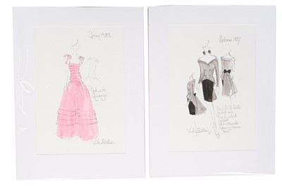 Lot 371 - Two Victor Edelstein fashion sketches for...