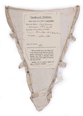 Lot 128 - An embroidered linen stomacher, circa 1710,...