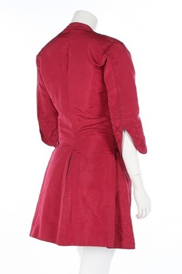 Lot 109 - A gentleman's Chinese embroidered crimson silk...
