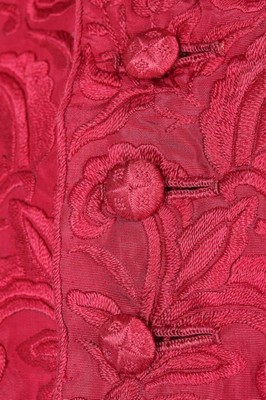 Lot 109 - A gentleman's Chinese embroidered crimson silk...