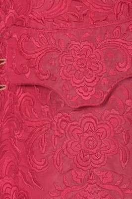 Lot 109 - A gentleman's Chinese embroidered crimson silk...