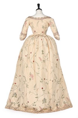 Lot 121 - A rare painted silk robe à la polonaise,...