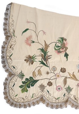 Lot 131 - An embroidered silk apron, English, circa 1730,...