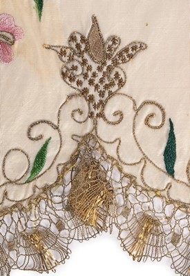 Lot 131 - An embroidered silk apron, English, circa 1730,...