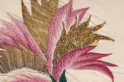 Lot 131 - An embroidered silk apron, English, circa 1730,...