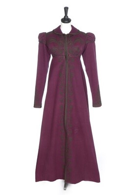 Lot 137 - A rare purple wool pelisse robe, 1810-20, with...