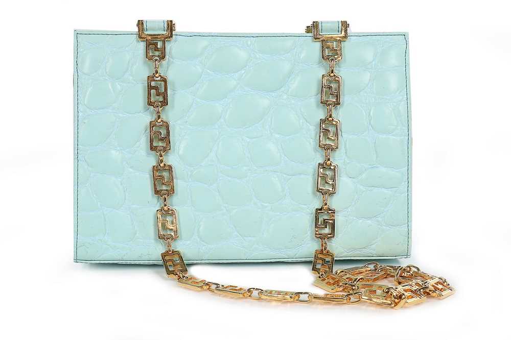 Lot 3 - A Gianni Versace pale-blue faux crocodile...