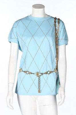 Lot 3 - A Gianni Versace pale-blue faux crocodile...