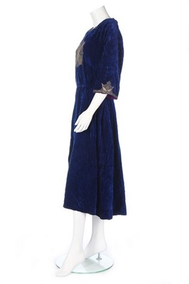 Lot 175 - A rare Paul Poiret couture blue velvet...