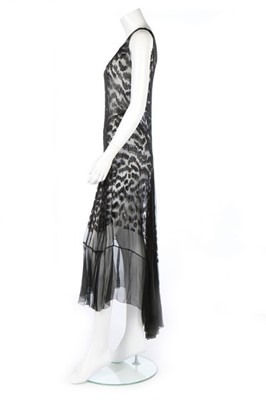 Lot 191 - A black bugle beaded chiffon evening dress,...