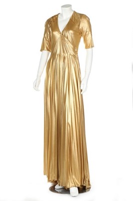 Lot 16 - A Bottega Veneta gold viscose jersey evening...