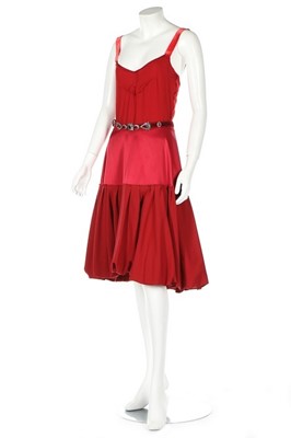 Lot 42 - A Lanvin red silk cocktail dress, Winter 2005,...