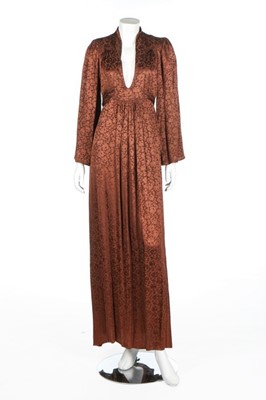 Lot 26 - An Ossie Clark for Radley brown damask satin...