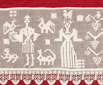 Lot 392 - Pulled and drawn threadwork panels, Italian,...