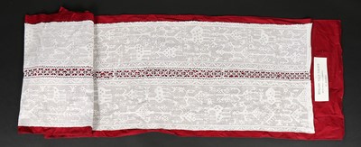 Lot 392 - Pulled and drawn threadwork panels, Italian,...