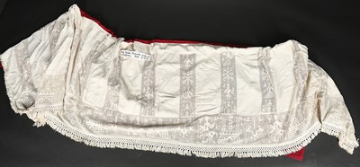 Lot 392 - Pulled and drawn threadwork panels, Italian,...