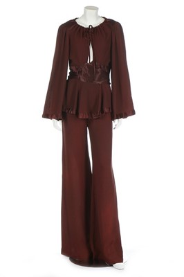 Lot 18 - An Ossie Clark for Radley brown moss crêpe...