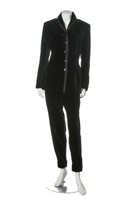 Lot 33 - An Azzedine Alaïa black velvet trouser suit,...