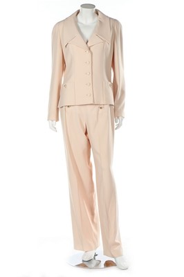 Lot 38 - A Chanel Boutique cream silk trouser suit,...