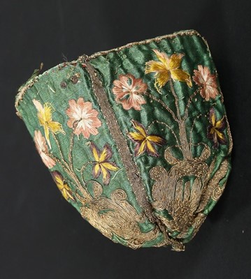 Lot 445 - An embroidered green satin purse, second half...