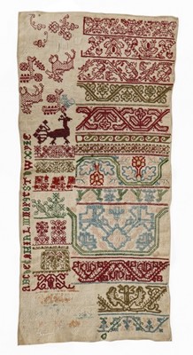 Lot 447 - An embroidered sampler, English, late 17th...