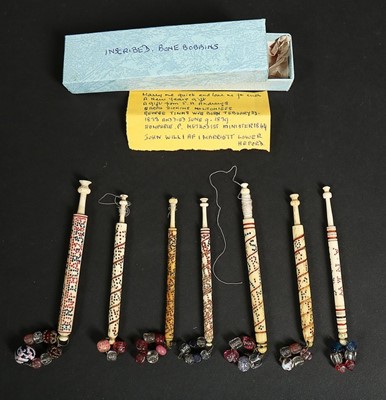 Lot 453 - A good collection of turned bone lace making...