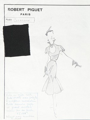 Lot 21 - Three Robert Piguet pencil sketches with...