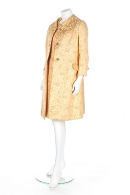 Lot 191 - A Pierre Balmain couture apricot velvet, satin...