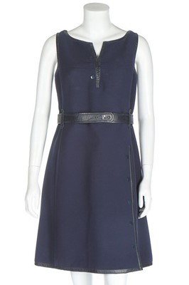 Lot 184 - A Courregès navy wool dress, circa 1970,...