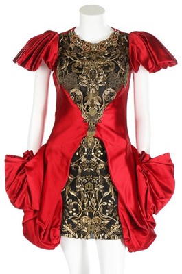 Lot 310 - An Alexander McQueen embroidered scarlet satin...