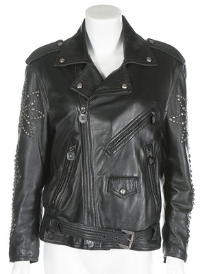 Lot 217 - A Gianni Versace studded black leather jacket,...