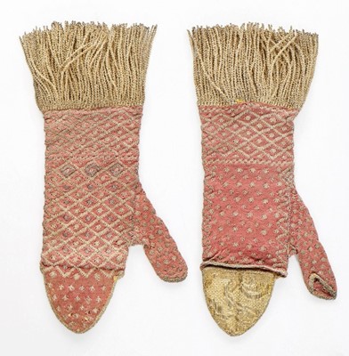 Lot 37 - A rare pair of ladies' knitted silk and metal...