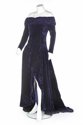 Lot 36 - Princess Diana's Bruce Oldfield crushed purple...