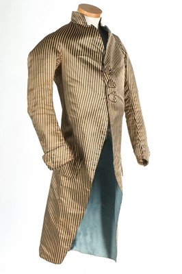Lot 43 - A striped satin tailcoat, circa 1790, with...