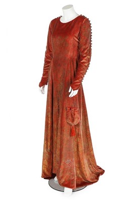 Lot 65 - A Maria Gallenga stencilled persimmon velvet...