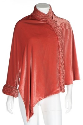 Lot 60 - A Jean Patou couture coral pink velvet...