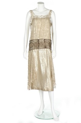 Lot 57 - A Molyneux couture silver lace and lamé...