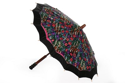 Lot 56 - A fine printed cotton satin parasol, possibly...